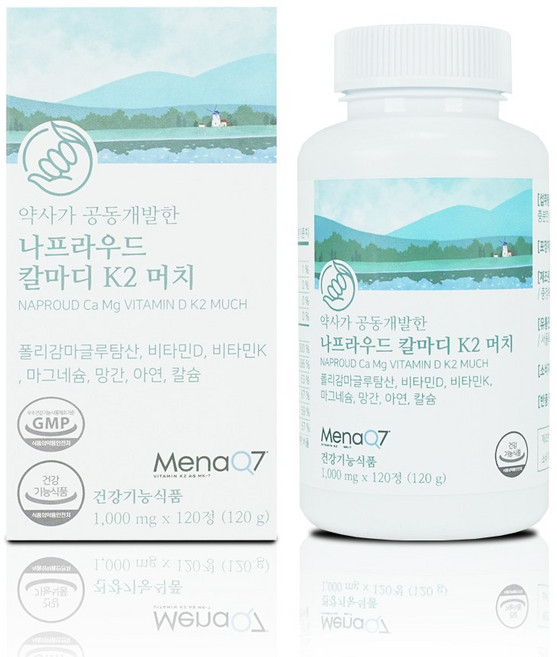 나프라우드 칼마디 K2 120정 비타민D 비타민K 마그네슘 망간 아연 함유, 1개