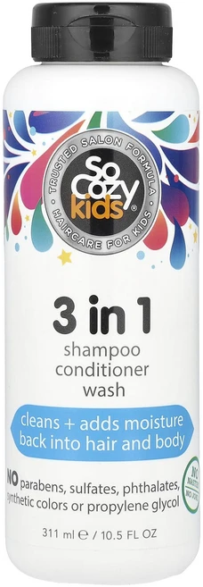 SoCozy 아동용 스윔 쓰리인원 샴푸 - 컨디셔너 - 워시 10.5fl oz(311ml), SoCozy아동용스윔쓰리인원샴푸컨디셔너워시105floz, 1개, 311ml - 쿠팡