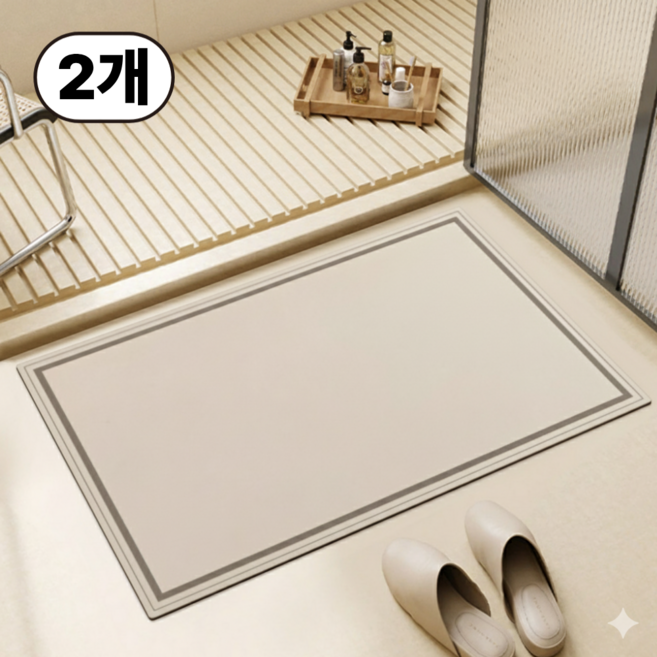 1+1 일상up 물기순삭 발매트 규조토 욕실매트 폭신폭신 세탁가능 논슬립, 2개, E타입