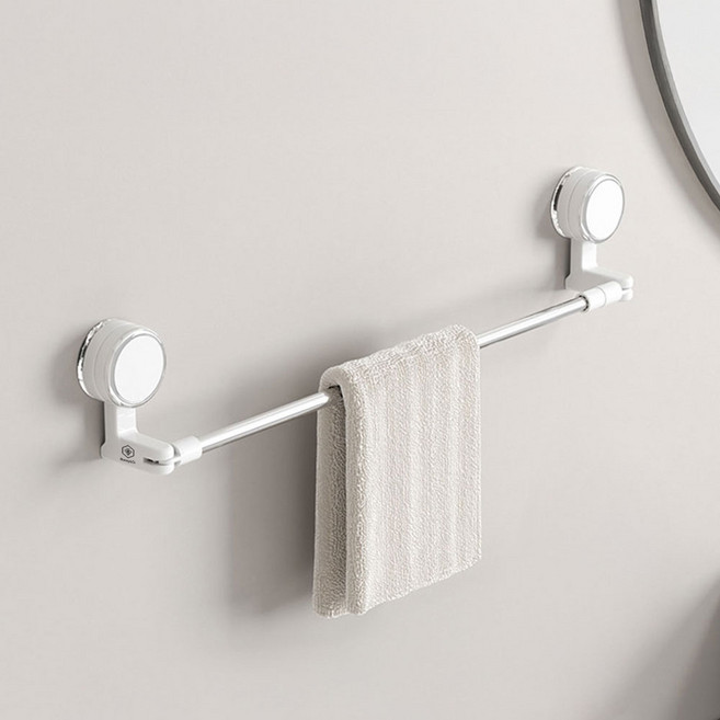 길이조절가능 허니앤코 강력흡착식 무타공 수건걸이, 화이트, 1개
