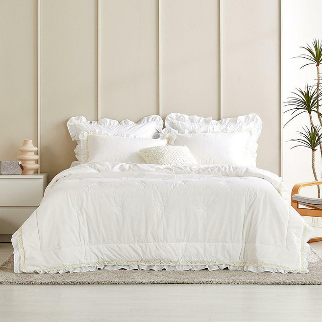 [메종노아] 로맨틱 양모 침구 풀세트 킹 (K 40수 면100% 메리노울100%크림화이트/프렌치핑크/윈터스카이 중 택1)