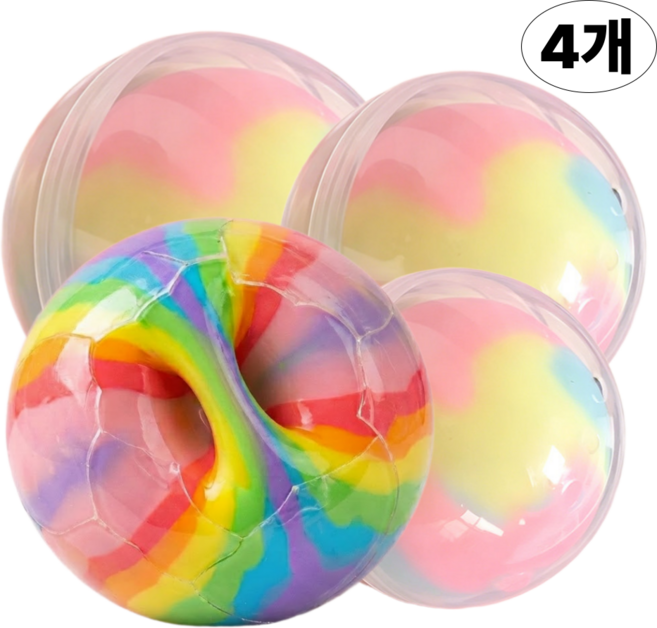 단비상자 4종 왁뿌볼 말랑이 왁스뿌시기 스트레스볼, 레인보우1개+삼색솜사탕3개, 230g, 1세트