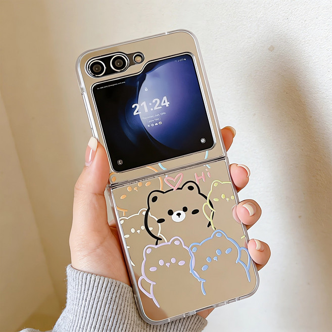 얌코 갤럭시 z플립3 z플립4 z플립5 z플립6 z플립7 힌지보호 스트랩 휴대폰 케이스 거울