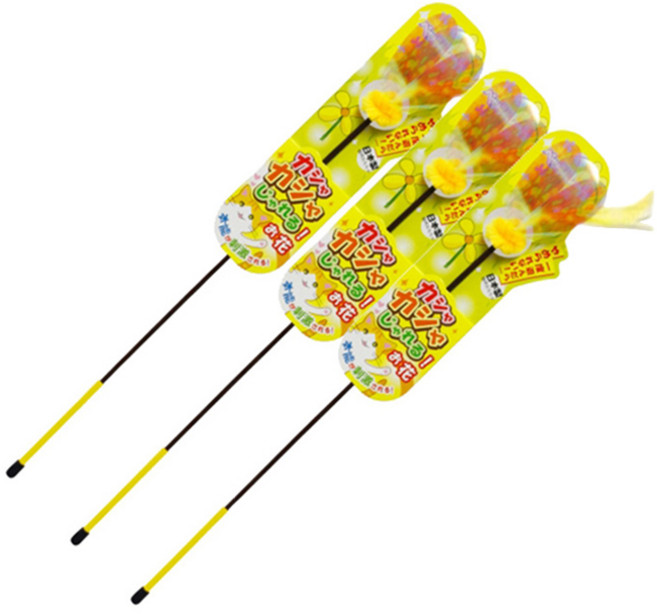 펫츠루트 카샤카샤 재롱 스틱 고양이 장난감, 꽃, 3개