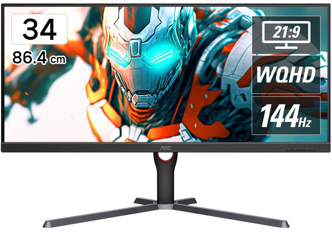알파스캔 AOC U34G3XMEU 게이밍 144 울트라와이드 WQHD 프리싱크 HDR 무결점 34인치 컴퓨터 모니터, 단품