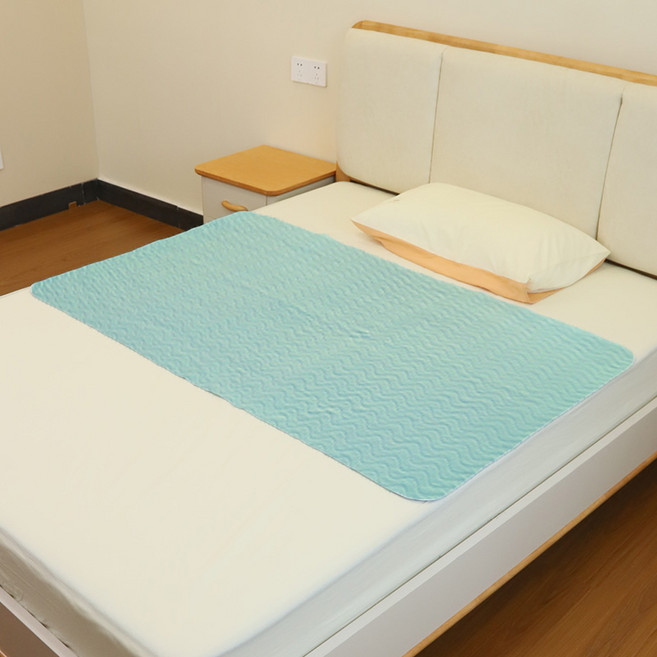 새롭진정간호 노인 환자용 순간 흡수 5겹 방수요 패드 성인 침대 방수매트 논슬립 생리 방수패드 세탁기 세탁 가능, 라이트 블루