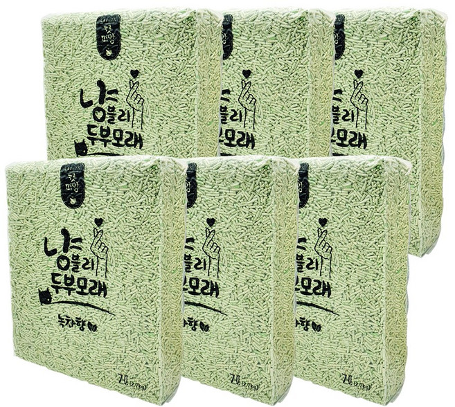 냥블리 두부모래 가는입자 고양이모래, 6개, 녹차향