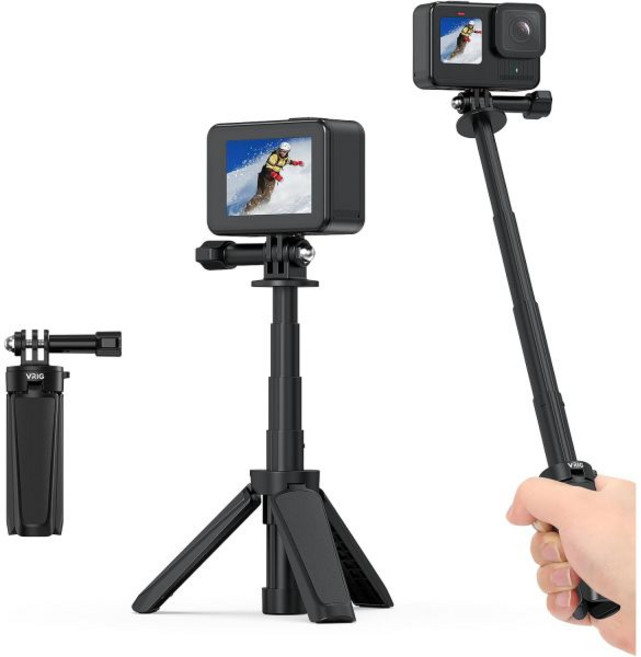 VRIG DJI 오즈모 액션 5 프로 삼각대 카메라용 28cm 연장 폴 휴대 간편 고프로 히어로 131211109 포켓 3 65 프로43 인스타360 고 울트라엑스5엑스4에이스