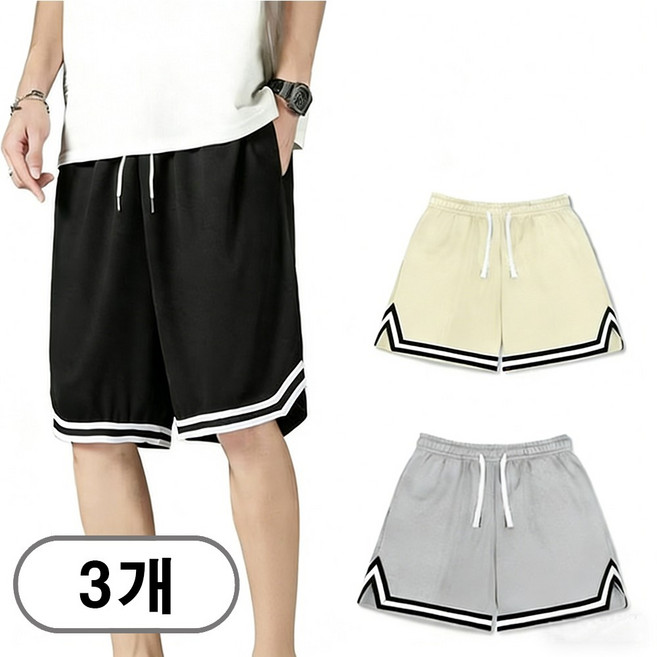 차쿠 1+1+1 남성 여름 쿨 메쉬 반바지 농구 운동 비치 헬스 5부 팬츠