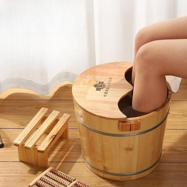 편백나무 족욕기 가정용 족욕통 발찜질 히노끼 원형, N. 높이 21cm 싱글 배럴 커버