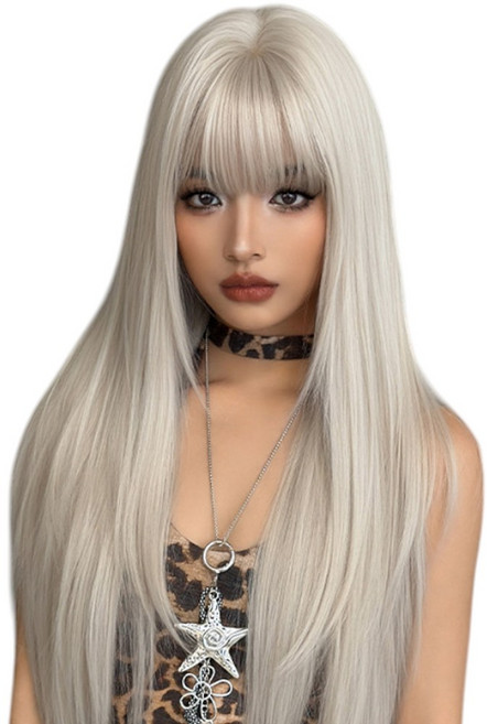 가발위드 여성 가발 긴머리 블론드 롱 헤어 스트레이트 통가발 샤를로트, 1개, 라이트 실버