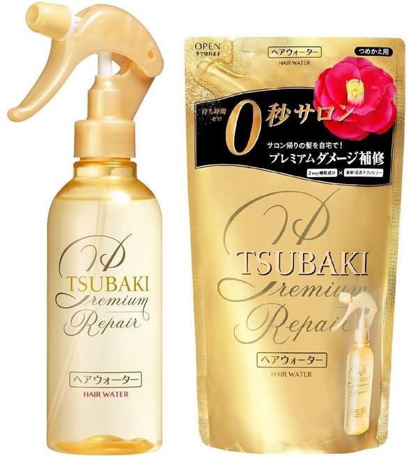 츠바키 프리미엄 리페어 헤어 트리트먼트 워터 스프레이 본체 + 리필용, 1개