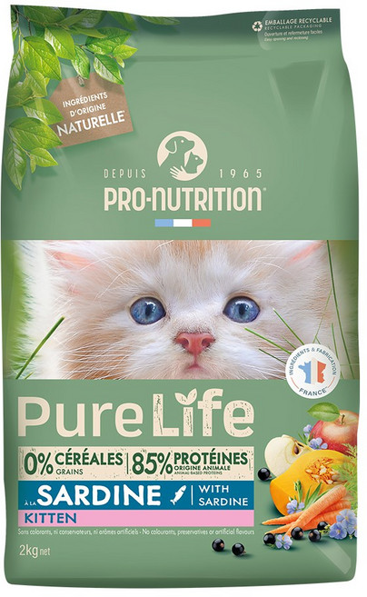 PN 퓨어라이프 캣 키튼 그레인프리 성장기 어린 아기 고양이사료, 1개, 2kg, 닭