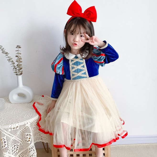 뿜이네 키즈여아 할로윈 코스튬 공주드레스 머리띠 포함 선물 파티복