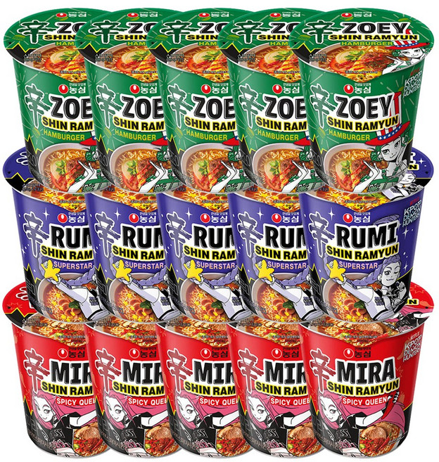 농심 신라면 소컵 혼합 15개 (스파이시퀸+슈퍼스타+햄버거 각 5개), 1박스