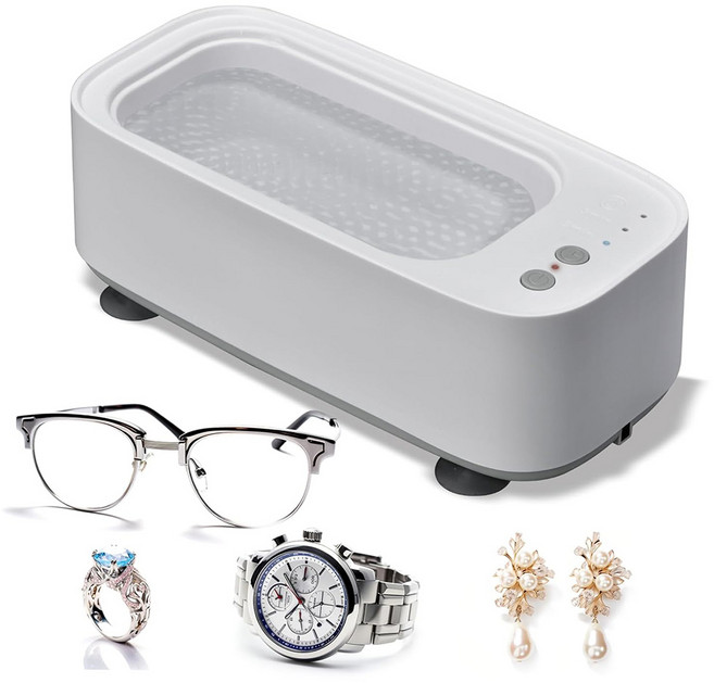 프리라이프 - 초음파 세척기 안경 세척기 귀금속세척기 3단 조절 가능, 흰색