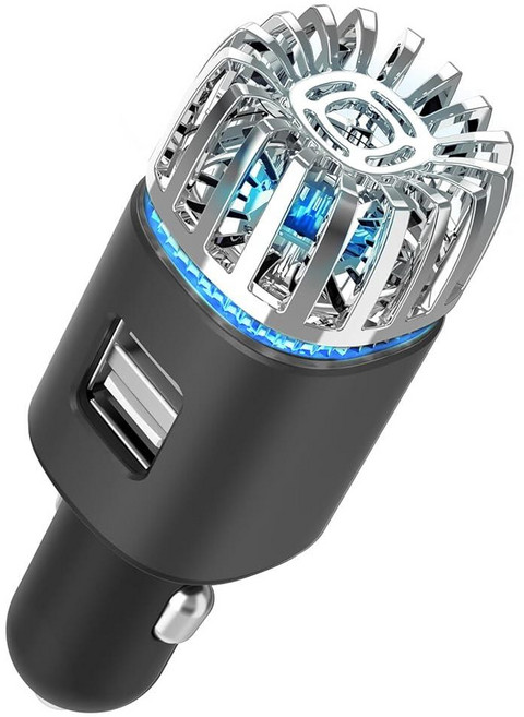 자동차 공기 청정기 이온화 장치 12V 플러그인 청정기 듀얼 고속 충전 USB 충전기 560만 음이온 방출 먼지 담배 연기 나쁜 냄새 제거 블랙, 자동차 공기 청정기 이온화 장치, 12V 플러그인 청정
