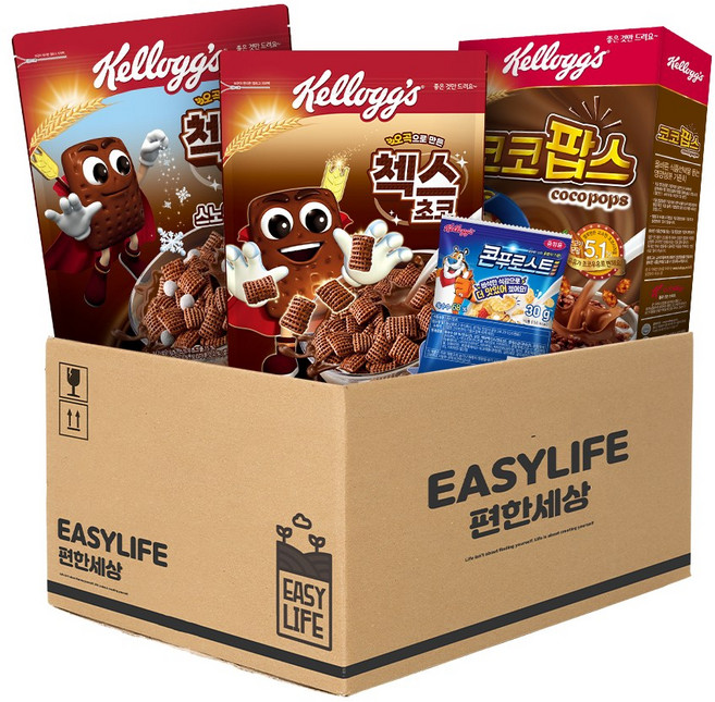 켈로그 BEST 초코 시리얼 4종 모음 C (첵스초코 스노우초코볼 코코팝스 콘푸로스트), 3개