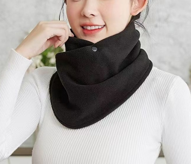 多功能雙扣一片式圍脖 保暖護頸護肩 防風搖粒絨圍巾