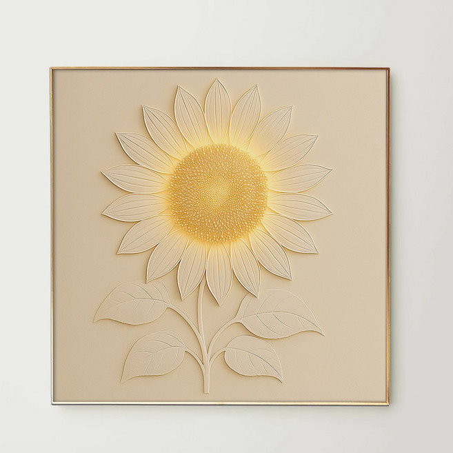 [인메이블] 돈들어오는 재물빛 해바라기 2종 그림 화려 금전 황금 메탈액자 이사 개업선물 현관 복도, 02.LED-평안빛 해바라기