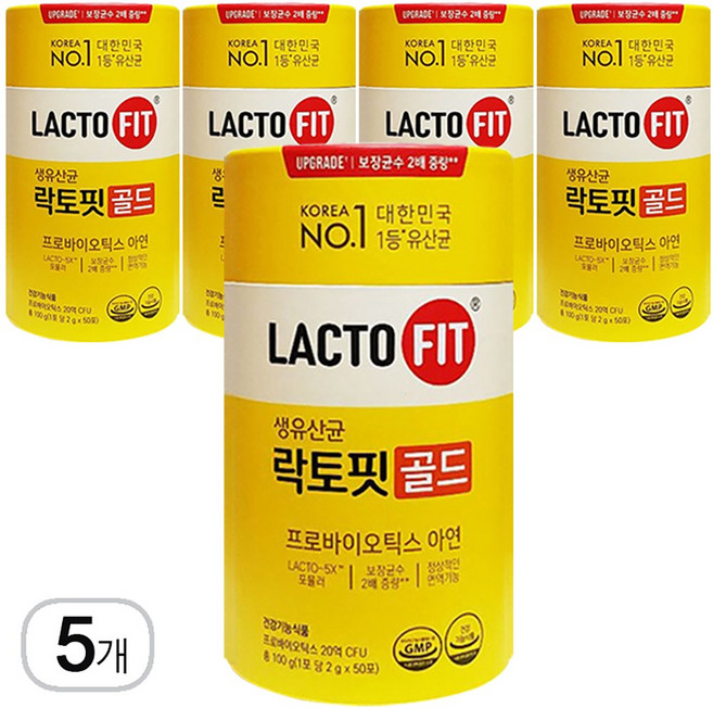 종근당 락토핏 생유산균 골드 프로바이오틱스 아연 유산균 라토픽, 100g, 5개