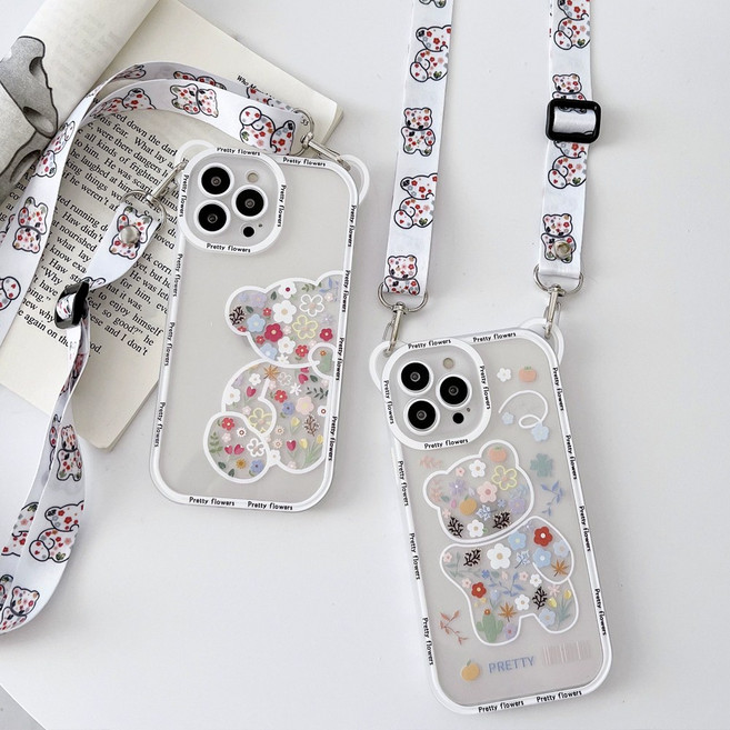 아이폰 17 16 15 14 13 12 프로맥스 프로 플러스 에어 곰돌이 목걸이 패션 케이스 1375