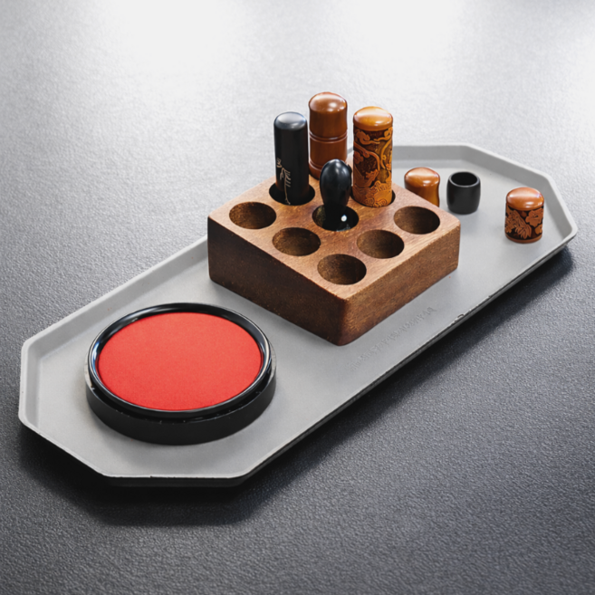 아이템즈온 부동산 도장꽂이 인주 도장 케이스 보관함 인장함, 브라운