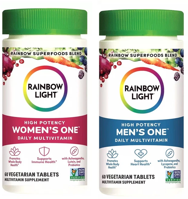 레인보우 라이트 종합 멀티비타민 레인보우 라이트 하이 포텐시 멀티비타민 여성 60정 남성 60정 총2통, 2개 - 쿠팡