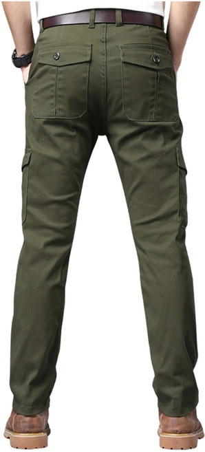 男士耐磨工作褲 - 寬鬆直筒多口袋休閒長褲