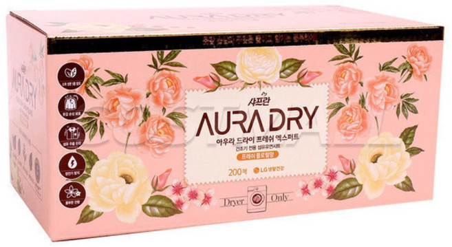 아우라 건조기용 섬유유연제 200매 섬유유연시트 코스트코, 200개입, 1개