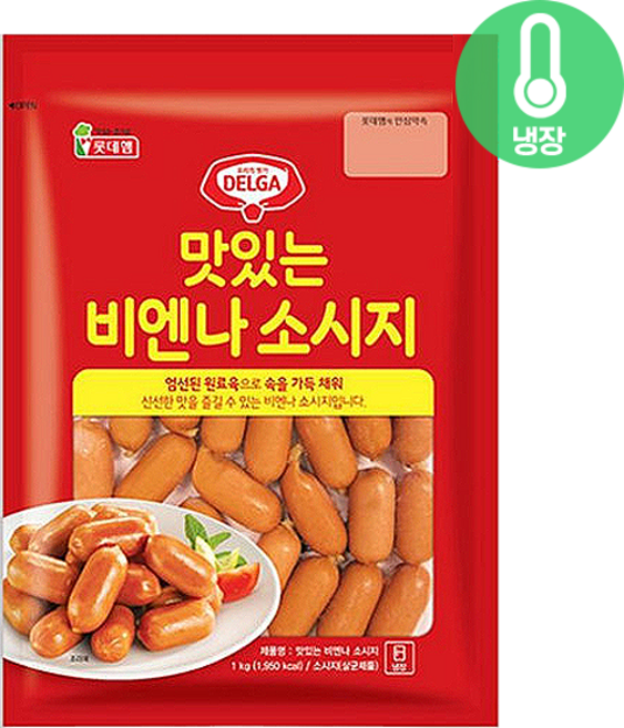 롯데푸드 롯데햄 맛있는 비엔나 소시지1kg 대용량/식자재용/식당용/급식용 소세지 반찬, 1개, 1kg