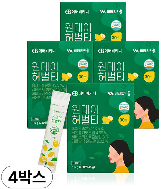 에버비키니 원데이 허벌티, 1.5g, 30개입, 4박스