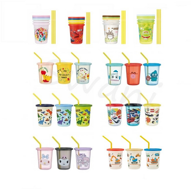 스케이터 캐릭터 스트로 텀블러 3p 모음 세트 빨대 교체 물컵 파티컵 피크닉 어린이 유아용, 토미카 스트로터블러3p, 320ml, 1개