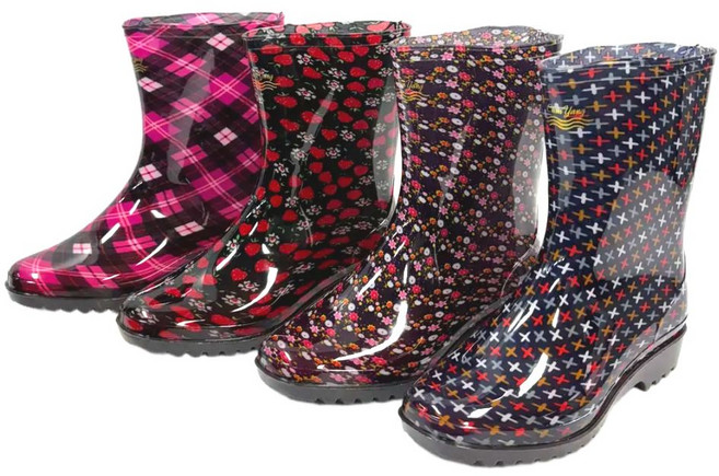 진양 여자반장화 예쁜장화 토리 자수정 별꽃 딸기 다용도 칼라 반장화