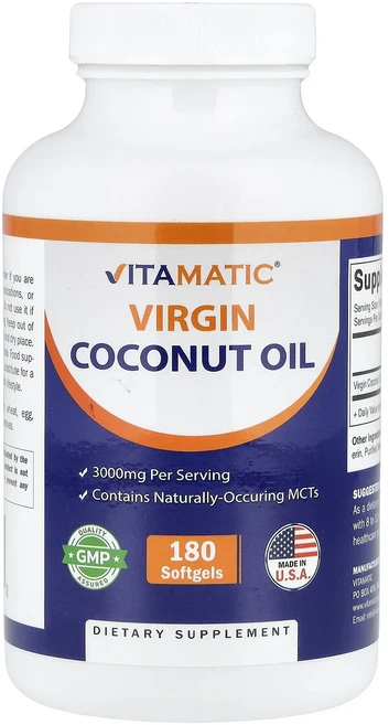 새해 첫좋은선물 Vitamatic 버진 코코넛오일 소프트젤 180정(소프트젤 1정당 1000mg) 제대로 할인합니다, Vitamatic버진코코넛오일소프트젤180정소프트젤1정, 1개 - 쿠팡