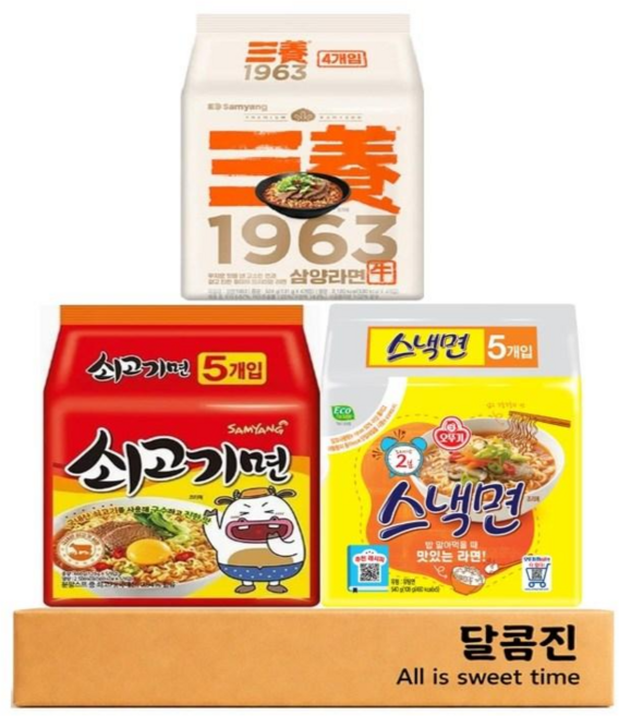 [달콤진] 삼양1963라면 4p + 쇠고기면 5p + 스낵면 5p, 1세트