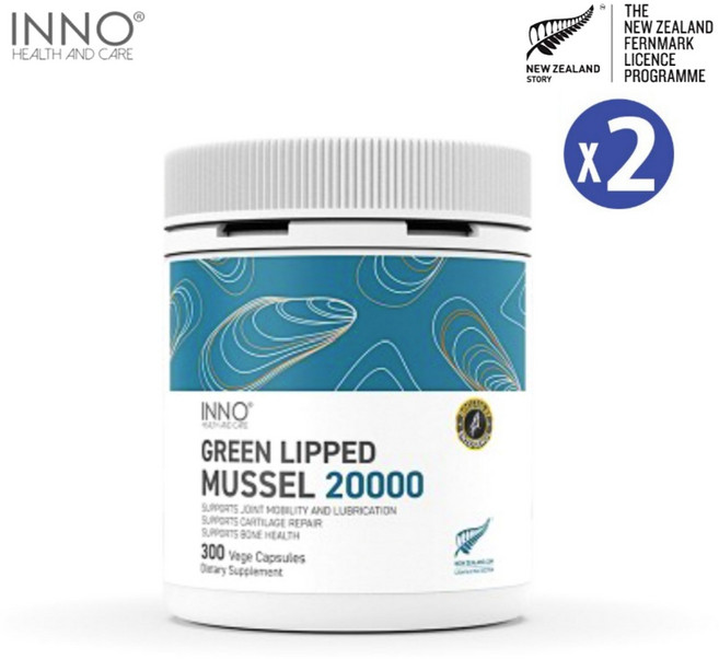 뉴질랜드 이노헬스 대용량 프리미엄 초록입홍합 20000mg 300베지캡슐 비타민D 엔조제놀 뼈건강 관절영양제, 2세트, 300정