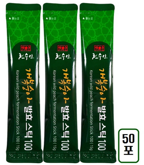 [실속형50포]천수인 야생 개복숭아 발효 농축액 액상스틱, 50개, 15g