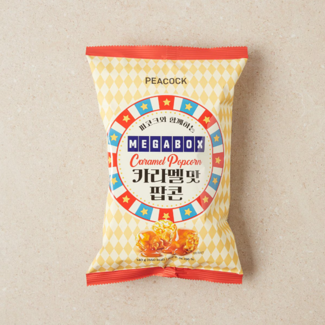 피코크&메가박스콜라보 카라멜맛 팝콘, 4개, 140g