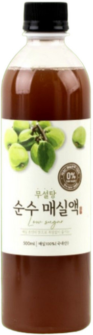참들애 국내산 100% 무설탕 저당 순수 매실원액 매실청 매실액 500ml, 1개, 1개
