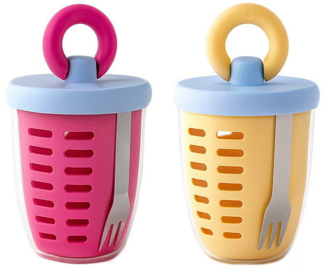 소소낫 링 손잡이 후르츠팟, 2개, 핑크+옐로우