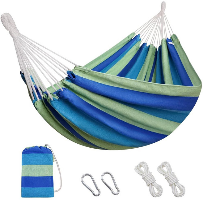 이노 스테이지 더블 해먹 - 2인용 휴대용 걸이 캠핑 침대 파란색 118.3"L x 63"W 350Lbs 용량 폴리에스터 최대 350파운드 지원, Blue, X-Large