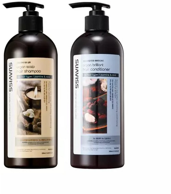 헤어 SET 수아비스 아르간 샴푸+컨디셔너 500ml 세트, 1개