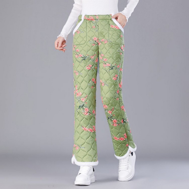 빅사이즈 포근 꽃무늬 누빔 팬츠 5color