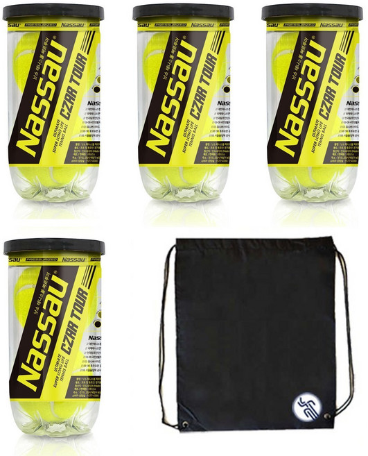 낫소 짜르투어 TENNIS 볼 4캔 (8개입) + 공가방, 형광색, 1개