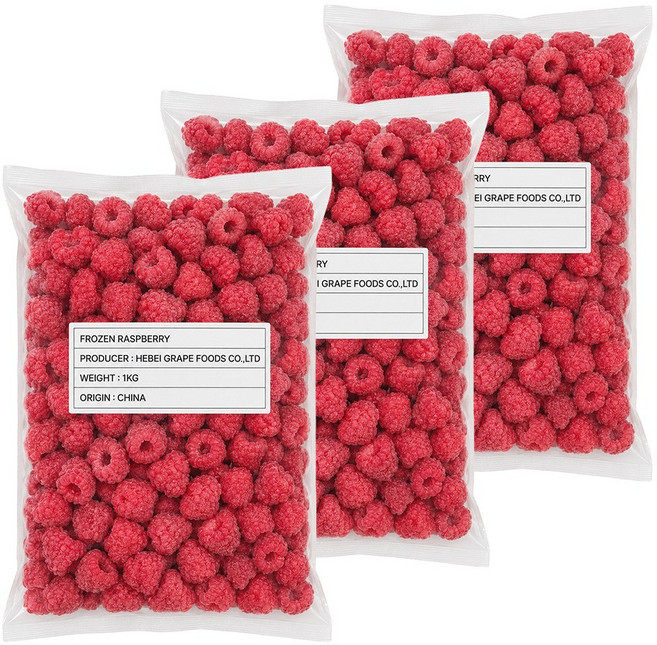 무첨가 100% 프리미엄 냉동 라즈베리, 3개, 1kg