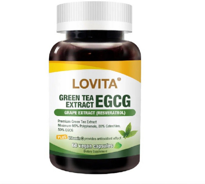 Lovita愛維他 綠茶兒茶素EGCG白藜蘆醇素食膠囊, 1罐, 60顆