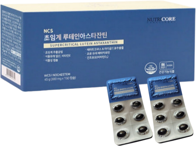 뉴트리코어 초임계 루테인 아스타잔틴 헤마토쿠스 눈건강 300mg, 150회분, 1세트