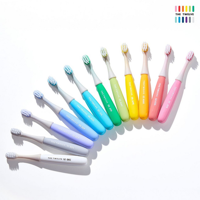 더트웰브 유아칫솔 12개입 2단계 어린이 돌 아기 칫솔, 더트웰브 2단계 토들러칫솔 비비드 12P, 키즈몬 양치컵(블루), 비비드