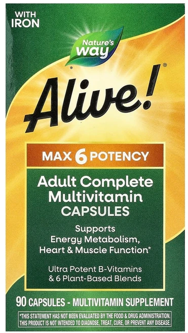 네이처스웨이 Alive Max6 Potency 종합비타민 캡슐 90정, 1개 - 쿠팡